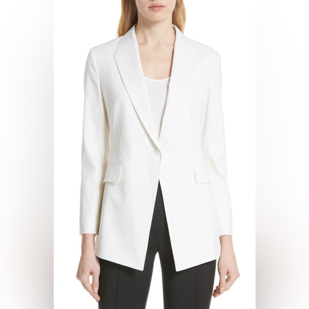 NWT $475 Theory Etiennette B Long Blazer White